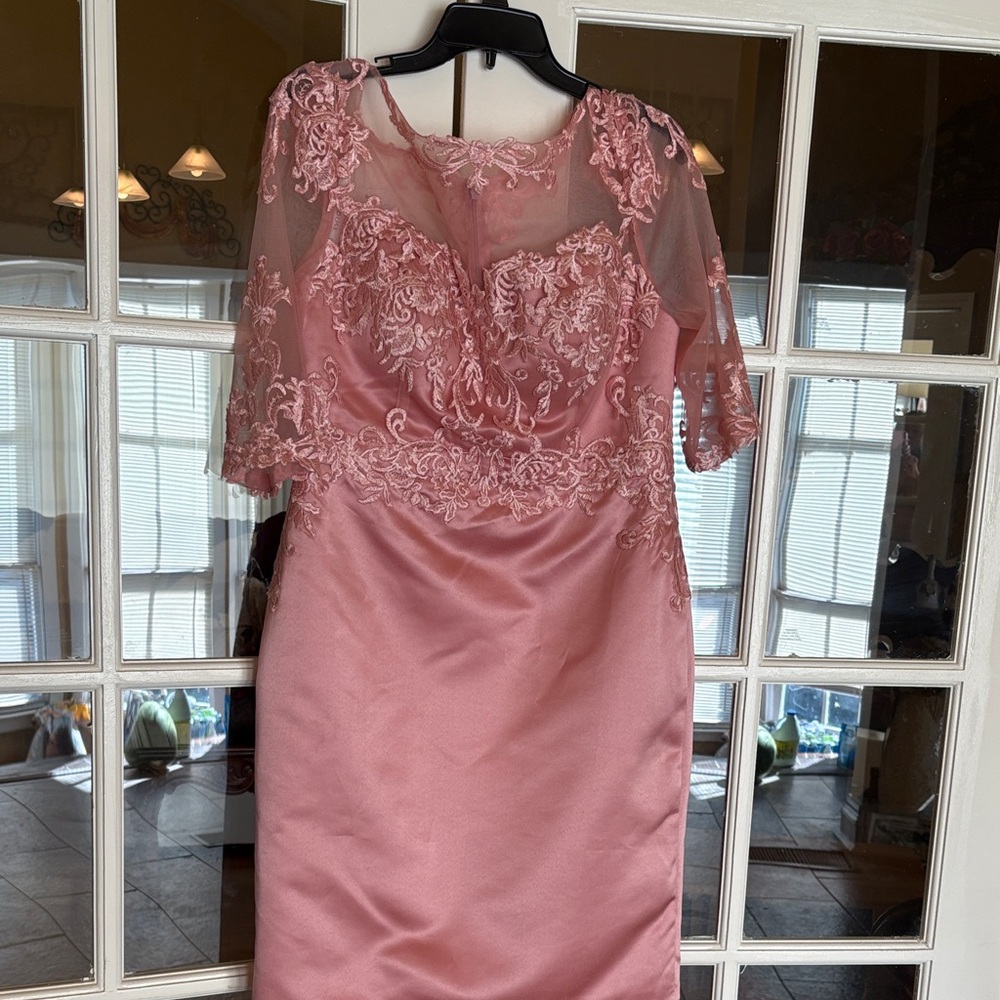 JJs House Pink Lace Long Sleeve Dress